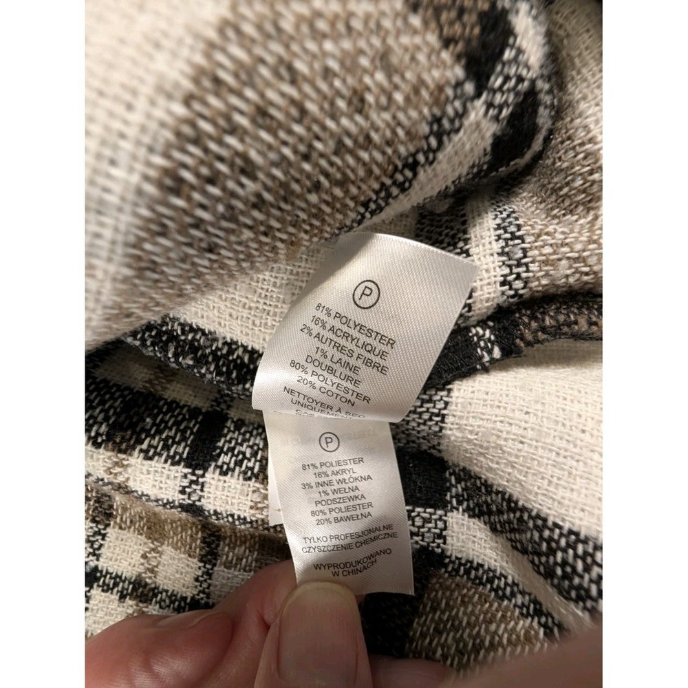 Joie Womens Extra Small/P Cropped Shacket Plaid Button Pockets Neutral Brushed - Picture 9 of 11